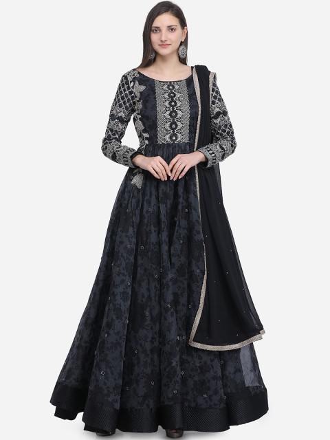 

Stylee LIFESTYLE Black Tissue Semi-Stitched Dress Material
