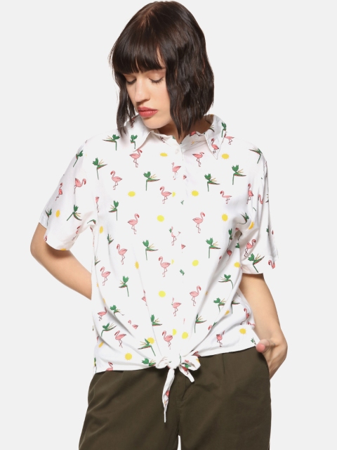 

Campus Sutra Women White Standard Regular Fit Printed Casual Shirt