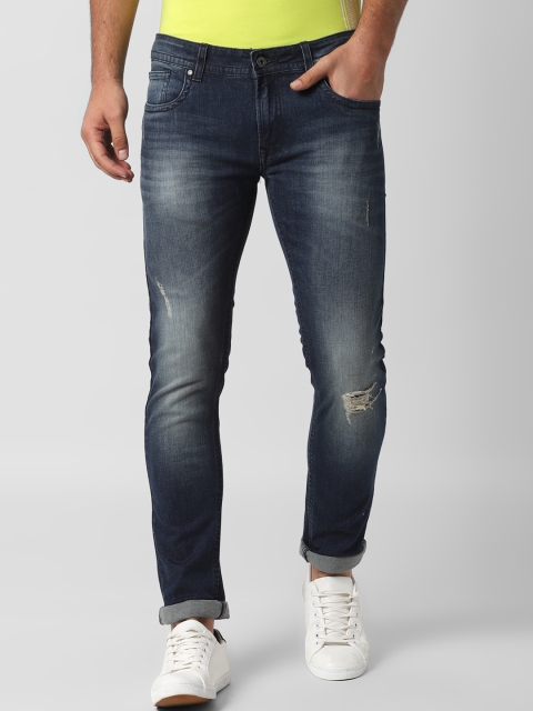 

Peter England Casuals Men Navy Blue Skinny Fit Mid-Rise Low Distress Jeans