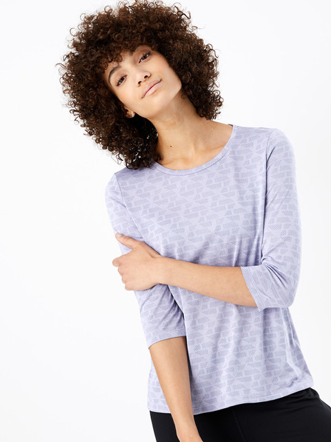 

Marks & Spencer Women Lavender Printed Round Neck T-shirt
