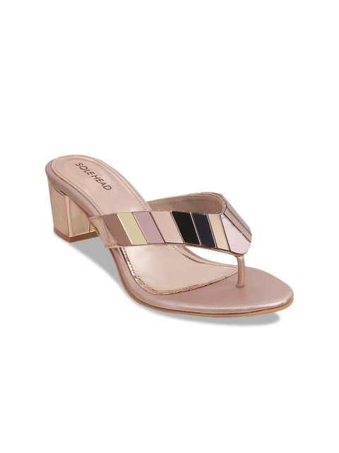 

SOLE HEAD Women Rose Gold-Toned Embellished Heels