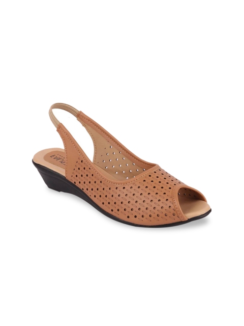 

FAUSTO Women Brown Laser Cut Peep Toes