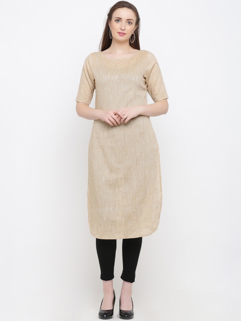

Indian Virasat Women Beige Solid Straight Kurta