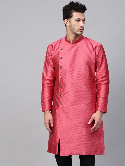 

SOJANYA Men Pink Woven Design Straight Kurta