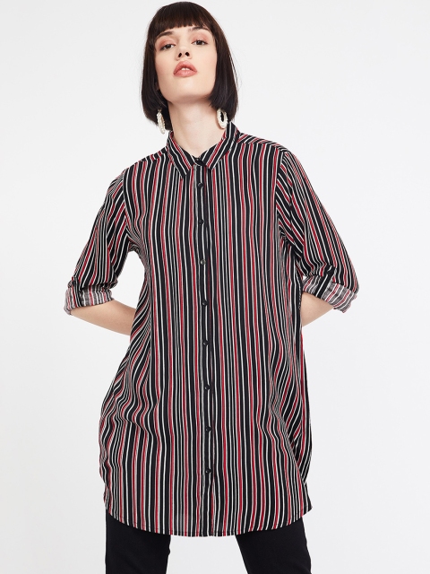 

Fame Forever by Lifestyle Women Black & Red Regular Fit Striped Casual Shirt