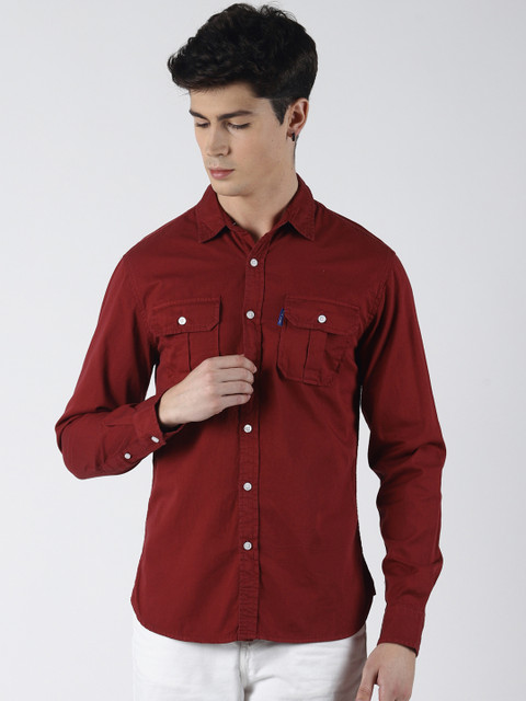

Blue Saint Men Maroon Slim Fit Solid Casual Shirt