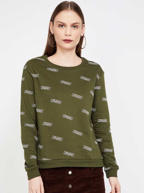 

Fame Forever by Lifestyle Women Olive Green Printed Sweatshirt