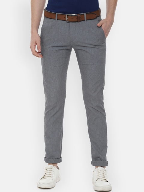 

Allen Solly Men Grey Slim Fit Self Design Regular Trousers