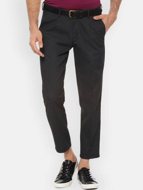 

Allen Solly Men Black Slim Fit Self Design Regular Trousers