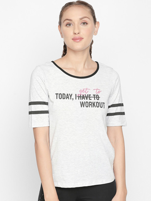 

Ajile by Pantaloons Women Grey Black Printed Scoop Neck Pure Cotton T-shirt