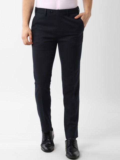 

Peter England Men Navy Blue Slim Fit Solid Formal Trousers