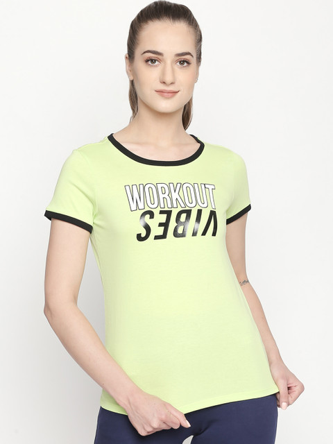 

Ajile by Pantaloons Women Green Printed Round Neck Pure Cotton T-shirt