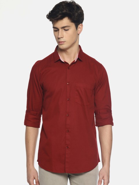 

IVOC Men Maroon Slim Fit Solid Casual Shirt