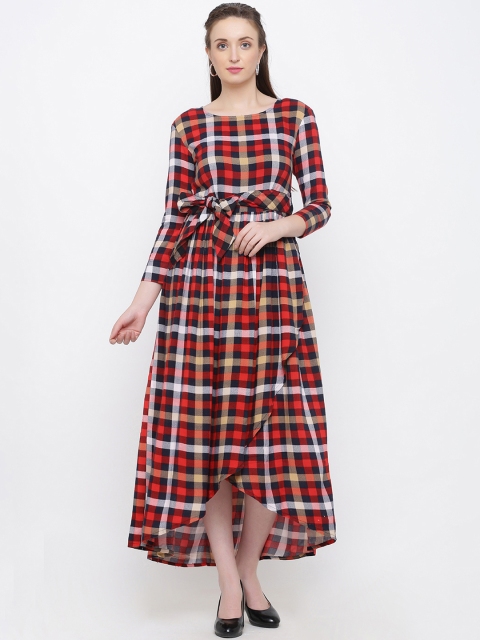 

Indian Virasat Women Red & Blue Checked Maxi Dress