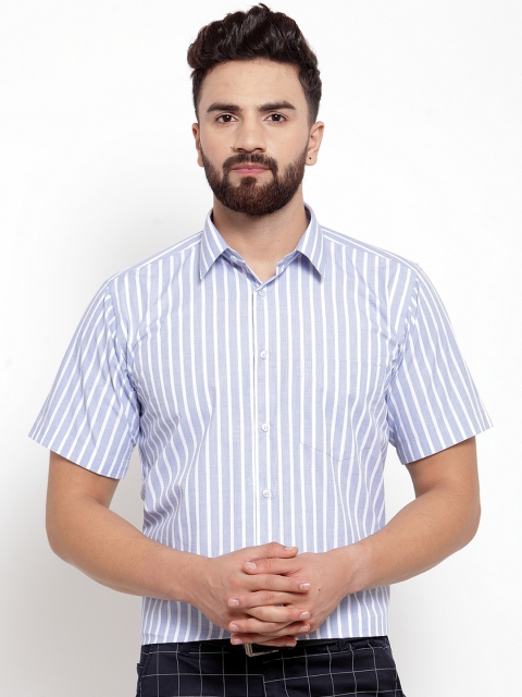

Hancock Men Blue & White Sport Regular Fit Striped Formal Shirt