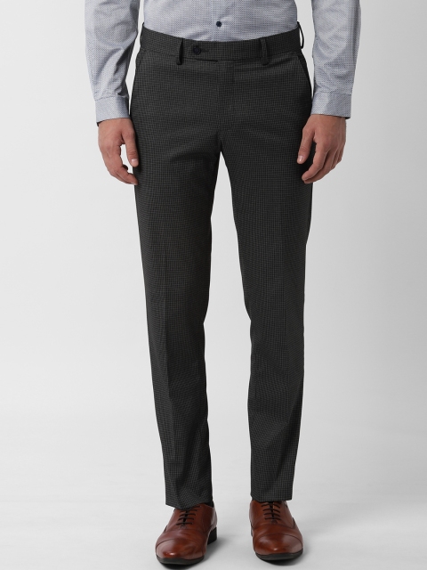 

Peter England Men Black Slim Fit Self Design Formal Trousers