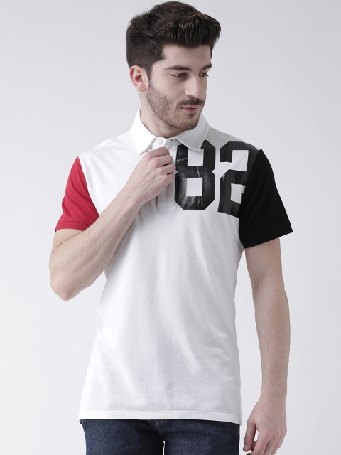 

Leo Sansini Men White & Black Printed Polo Collar T-shirt