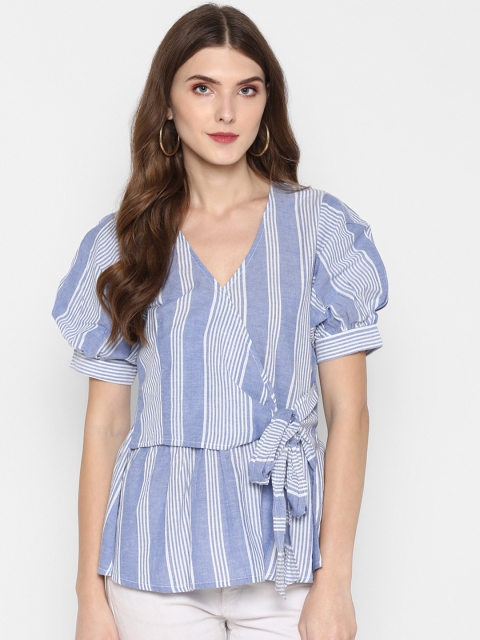 

MIAMINX Women Blue & White Striped Top