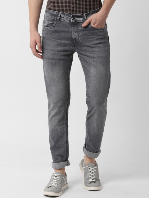 

Peter England Casuals Men Grey & Fuchsia Slim Fit Mid-Rise Clean Look Jeans