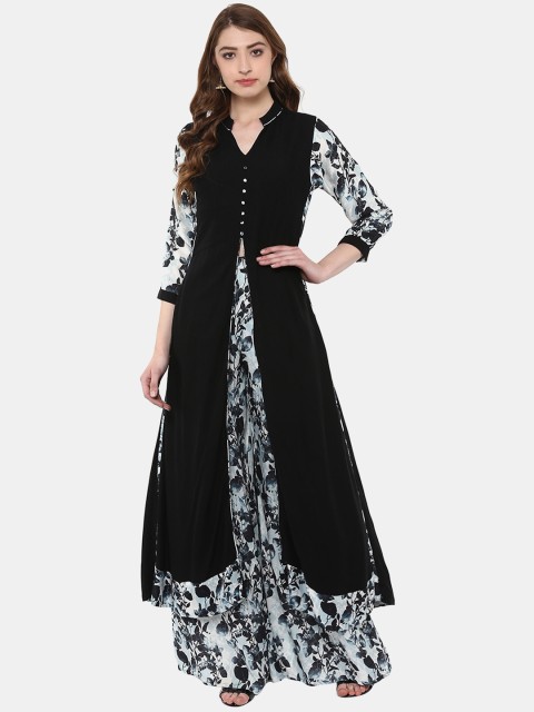 

ZIYAA Women Black Printed Straight Kurta