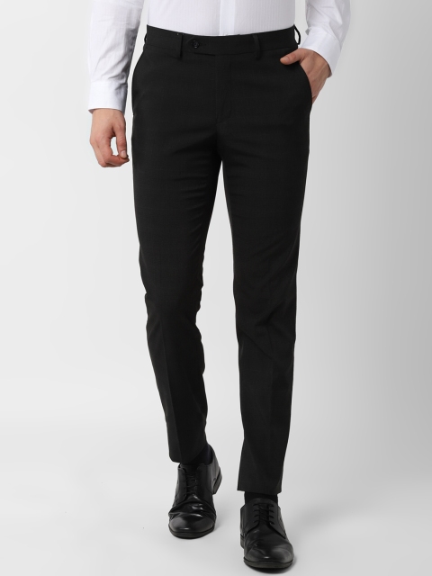 

Peter England Men Black Slim Fit Self Design Formal Trousers