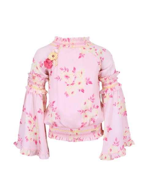 

CUTECUMBER Girls Pink Floral Print Blouson Top