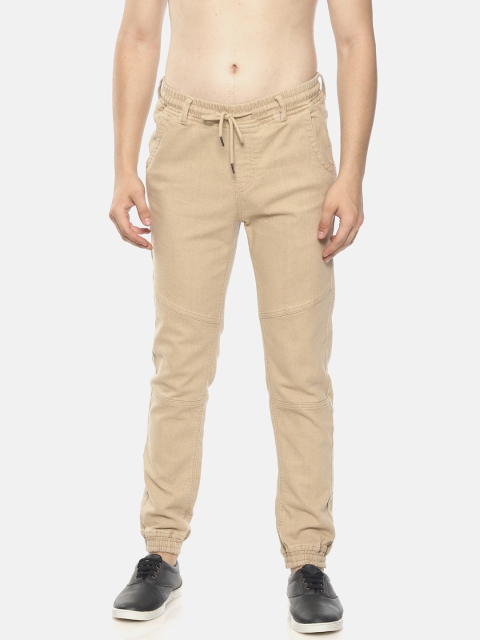 

IVOC Men Beige Jogger Mid-Rise Clean Look Stretchable Denim Jogger