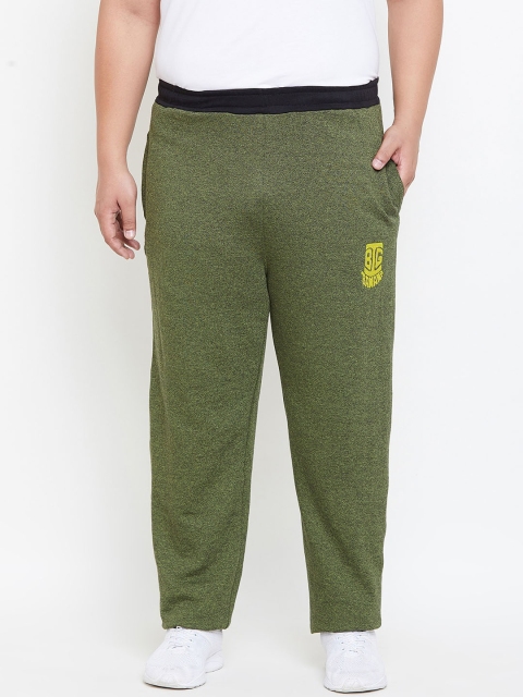 

bigbanana Plus Size Men Olive Green Solid Track Pants