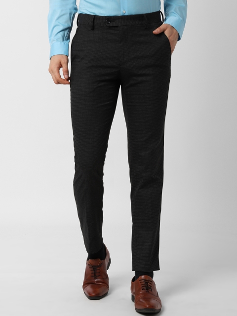 

Peter England Men Black Slim Fit Self Design Formal Trousers