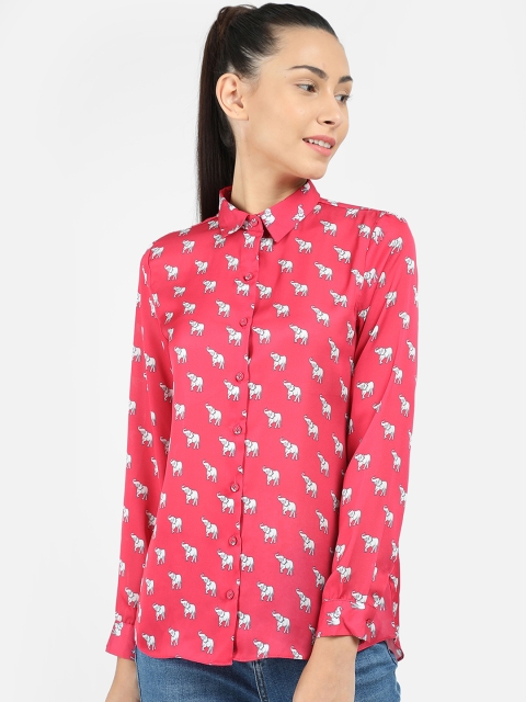 

COVER STORY Women Pink Regular Fit Printed Casual Shirt