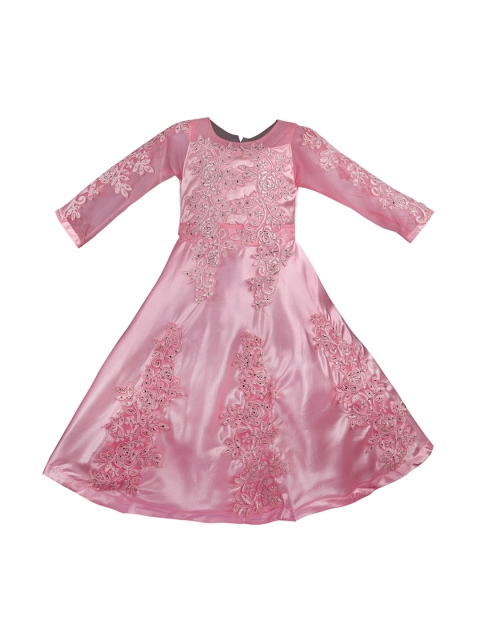 

Wish Karo Girls Pink Embellished Maxi Dress