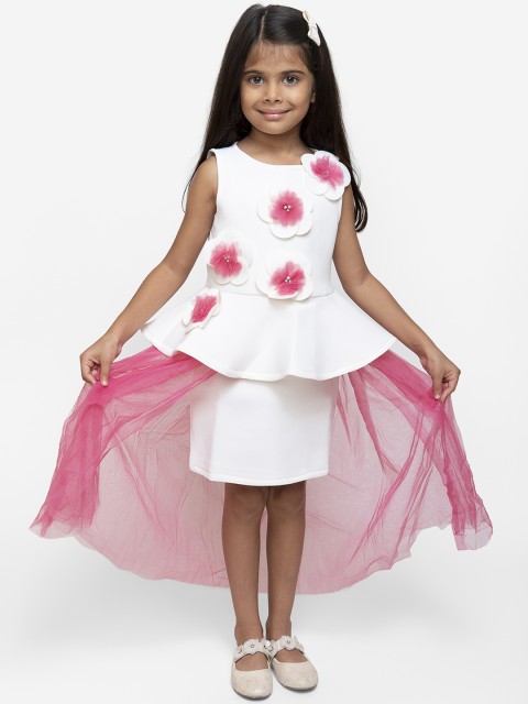 

Fairies Forever Girls Solid White Peplum Dress