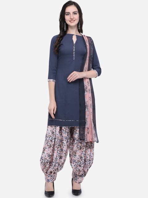 

Satrani Grey & Navy Blue Poly Crepe Unstitched Dress Material