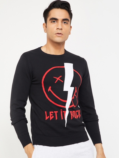 

Smiley World Men Black & Red Printed Sweater