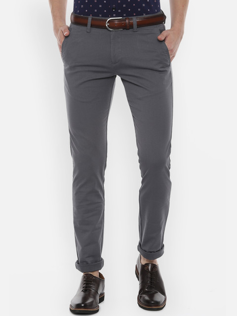 

Allen Solly Men Grey Slim Fit Solid Formal Trousers
