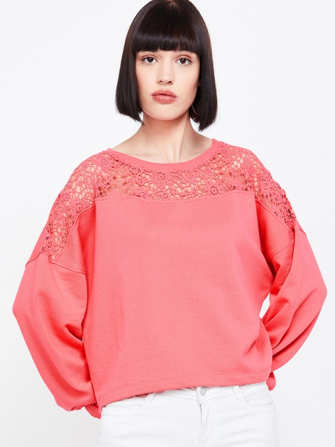 Bossini Women Pink Self Design Sweatshirt