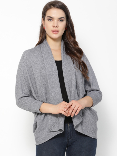 

Gipsy Women Grey Solid Open Front Shrug