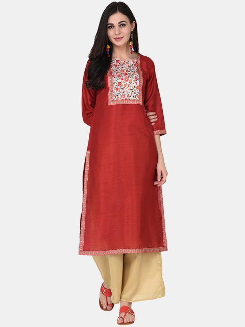 

ZIYAA Women Red Digital Print Yoke Design Straight Kurta