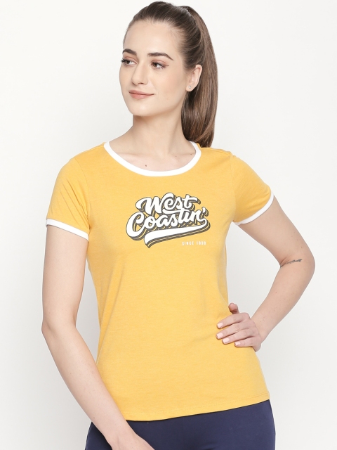 

Ajile by Pantaloons Women Yellow Printed Round Neck T-shirt