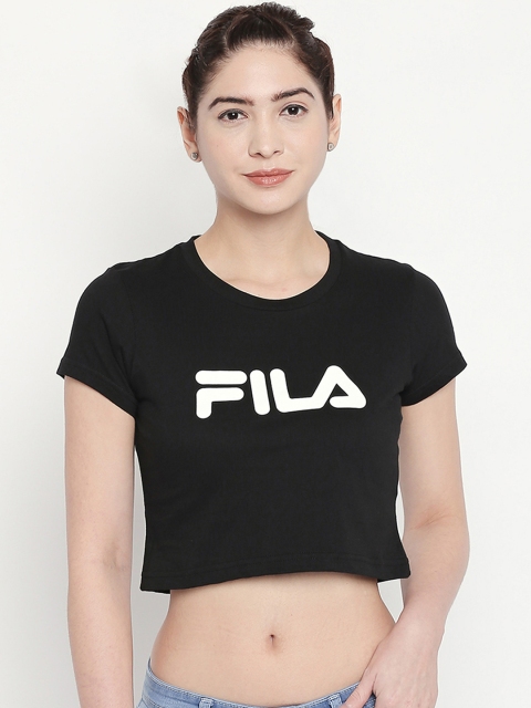 

FILA Women Black Printed ALYX Crop Top