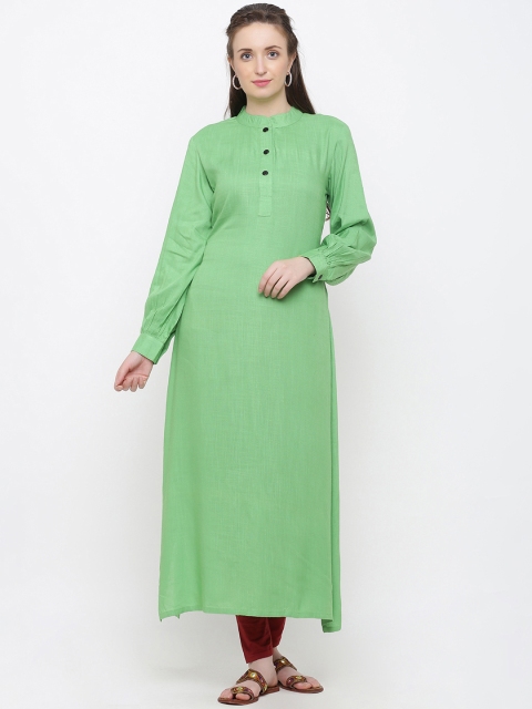 

Indian Virasat Women Green Solid Straight Kurta