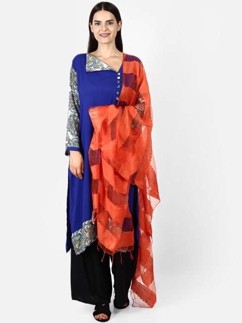 

amraoo Orange Striped Dupatta