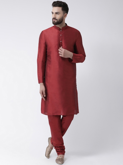 

I Know Men Maroon Solid Straight Kurta