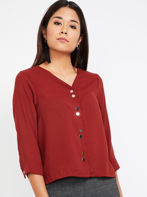

Bossini Women Rust Red Solid A-Line Top
