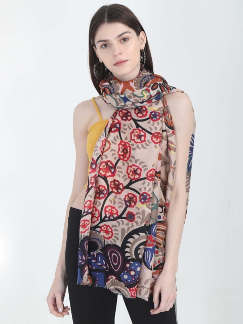 

FabSeasons Brown & Red Printed Scarf