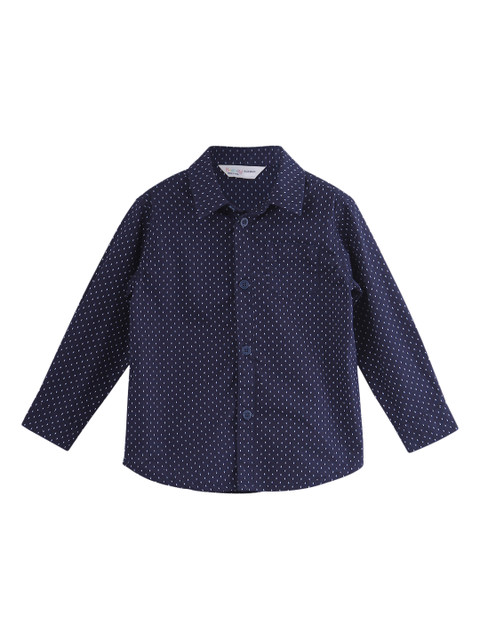 

Beebay Boys Navy Blue & White Regular Fit Printed Casual Shirt