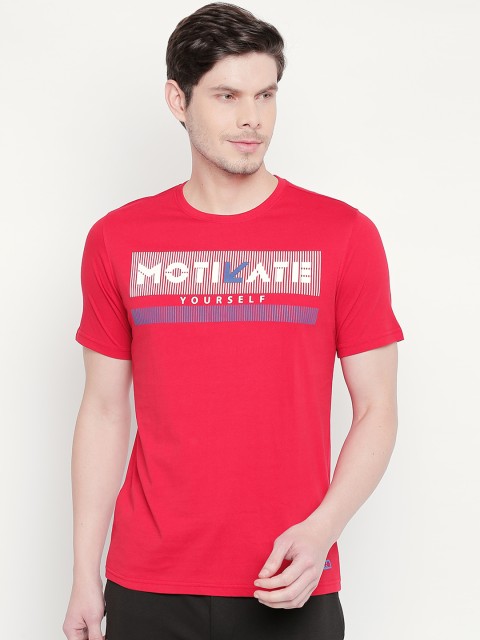 

Ajile by Pantaloons Men Red Printed Round Neck Pure Cotton T-shirt