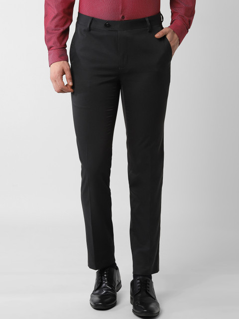 

Peter England Men Black Slim Fit Solid Formal Trousers