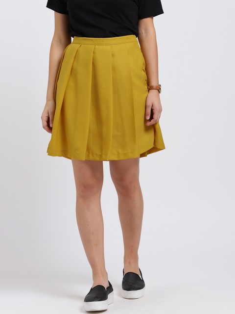 

Trend Arrest Women Mustard Yellow Solid Flared Skirt