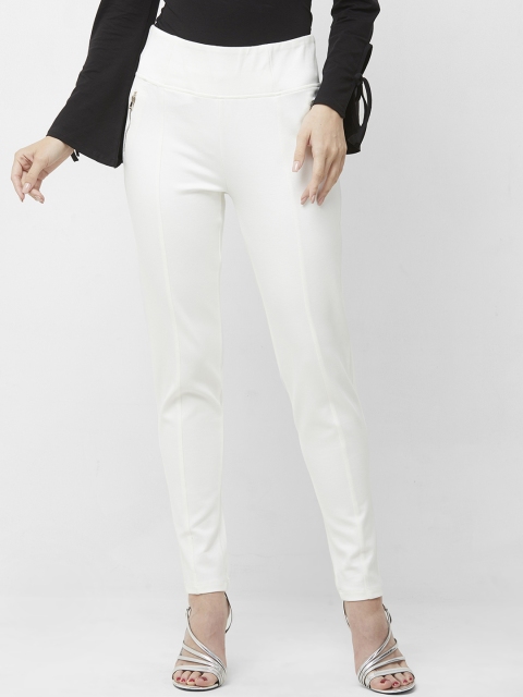 

bebe Women White Solid Slim Fit Jeggings